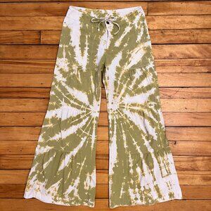 Wearables Boho Festival Tie-dyed Tiered Wide Leg Pants, Size Medium